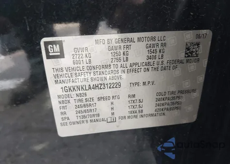 2017 GMC Acadia Sle-1 z USA, uszkodzony, nr VIN 1GKKNKLA4HZ312229